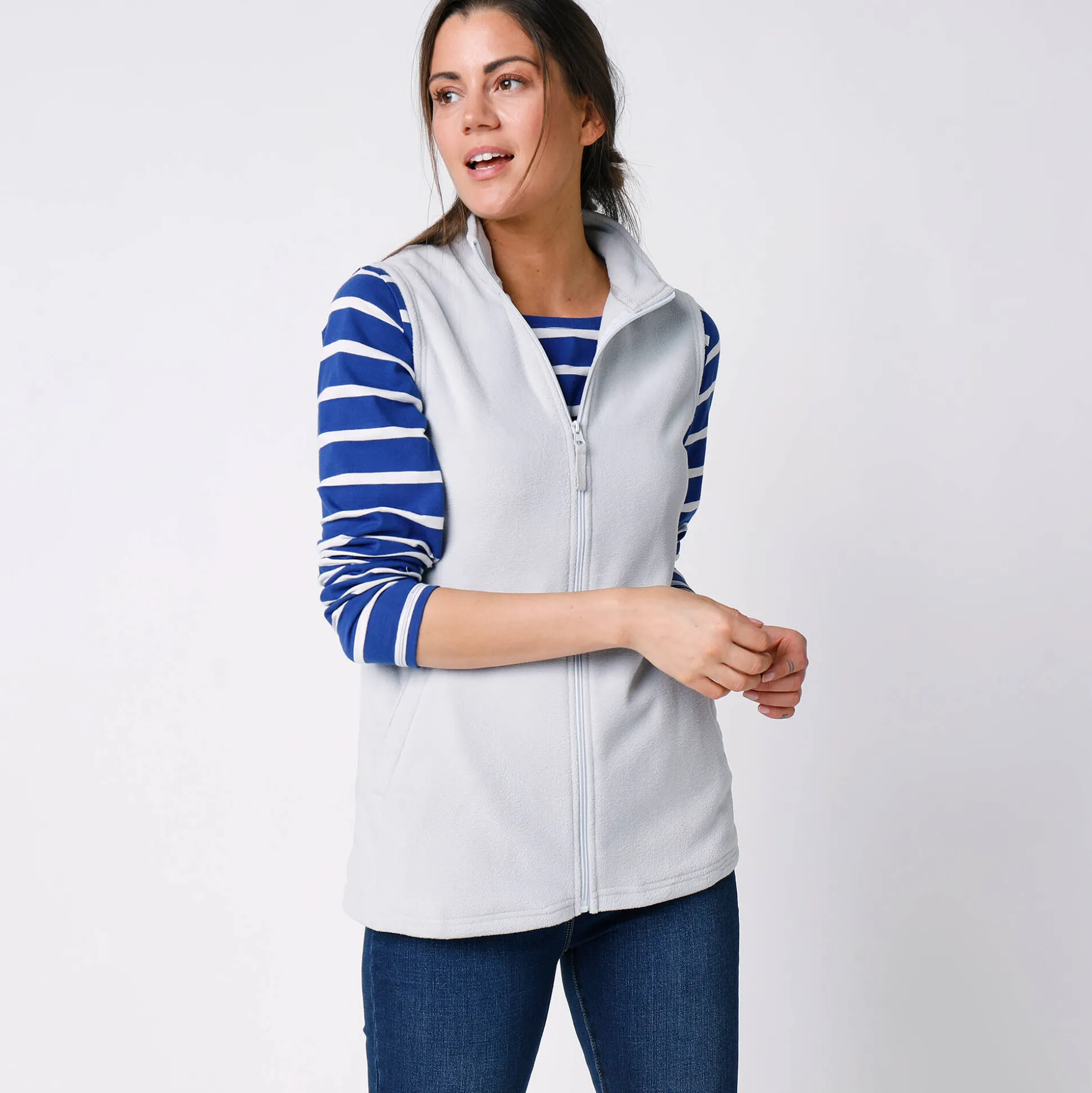 Fleece jasje met rits, zonder mouwen