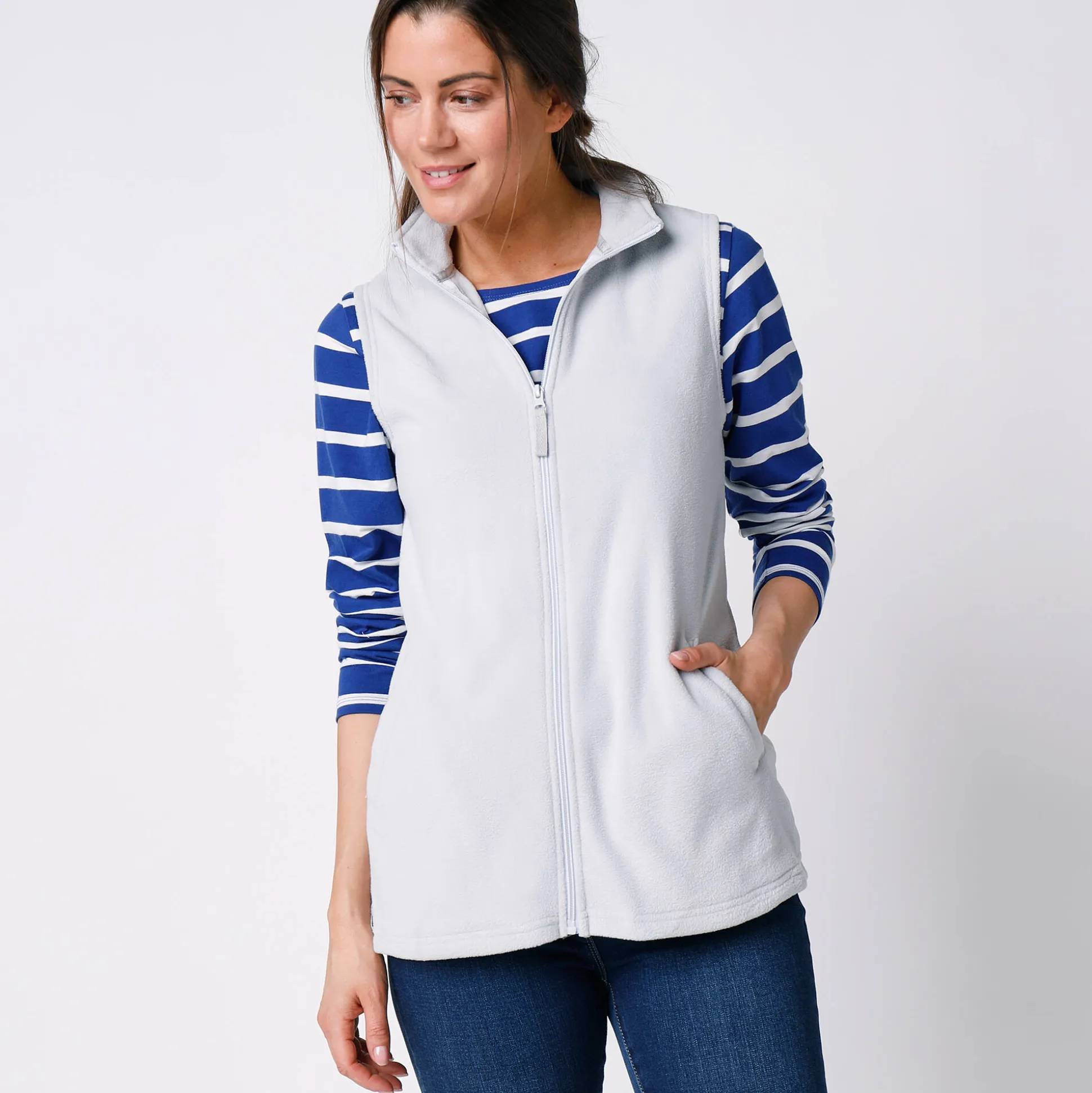 Fleece jasje met rits, zonder mouwen