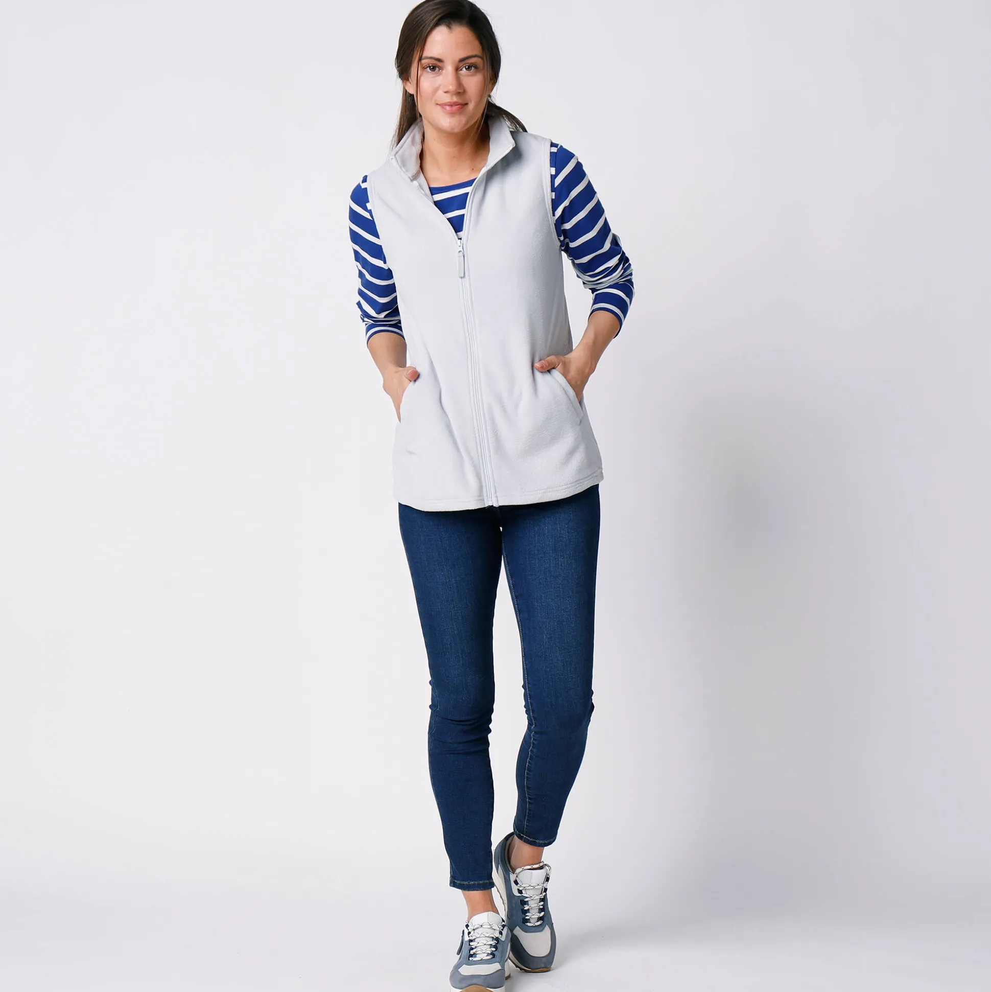 Fleece jasje met rits, zonder mouwen