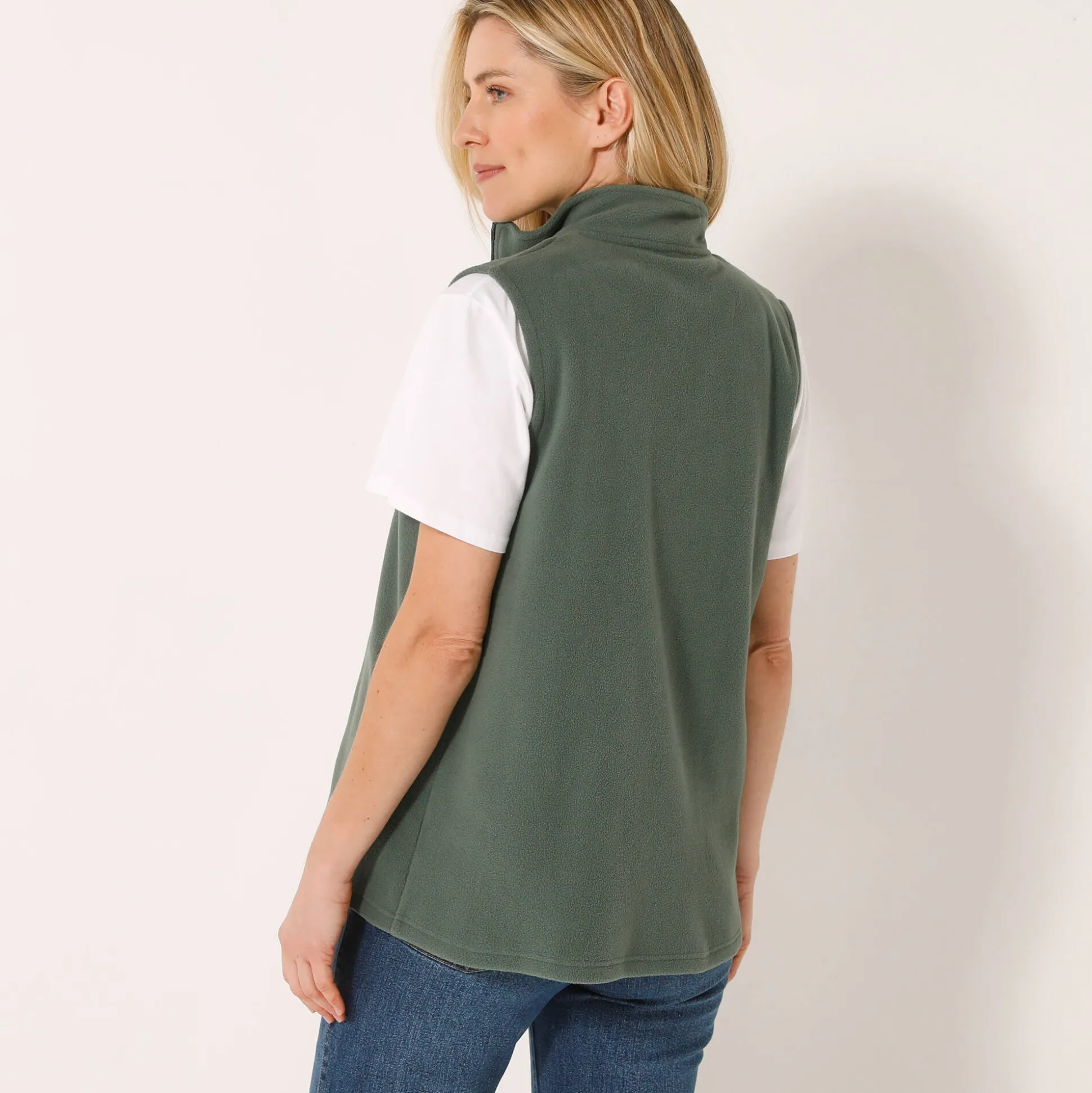 Fleece jasje met rits, zonder mouwen