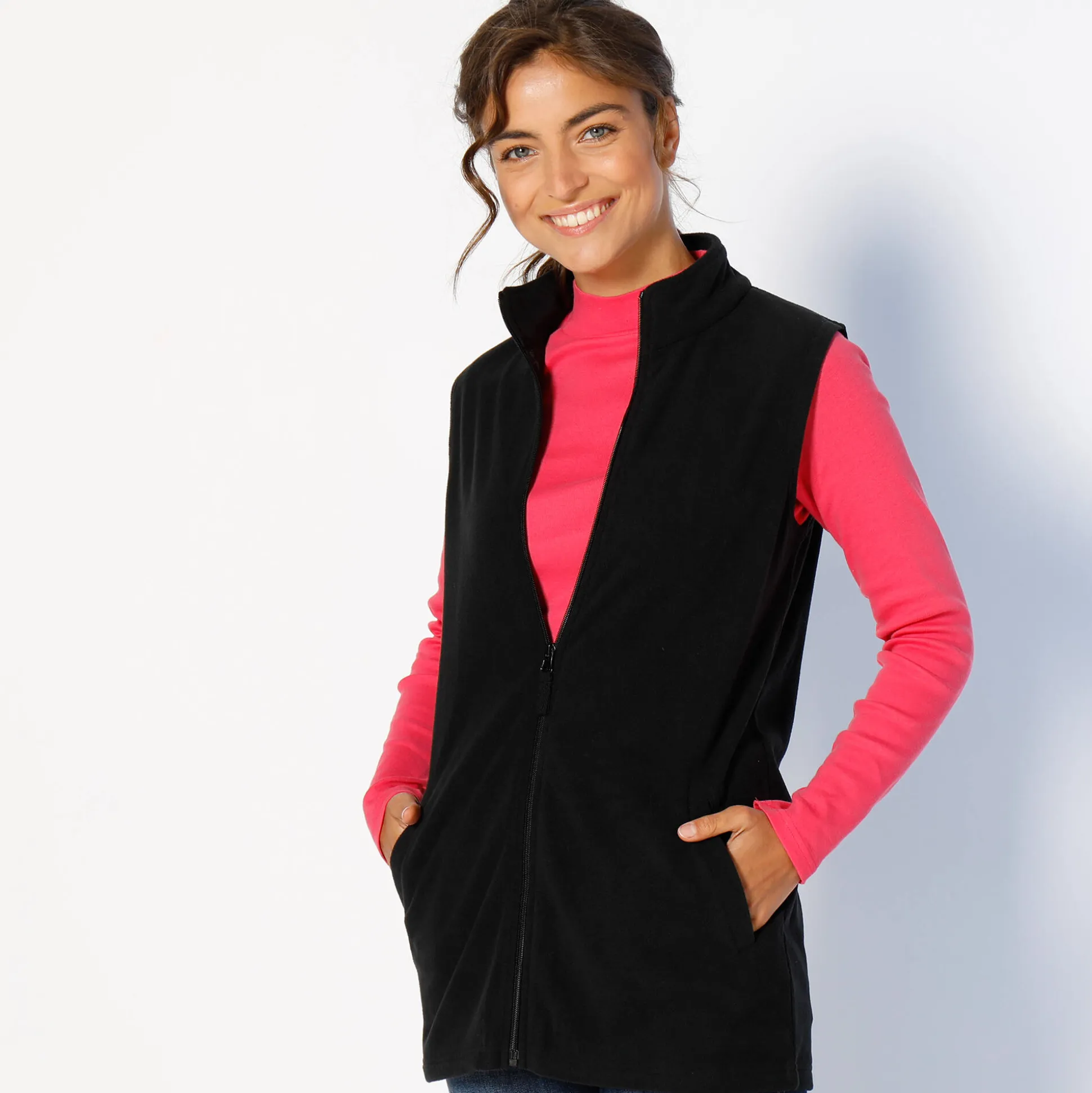 Fleece jasje met rits, zonder mouwen