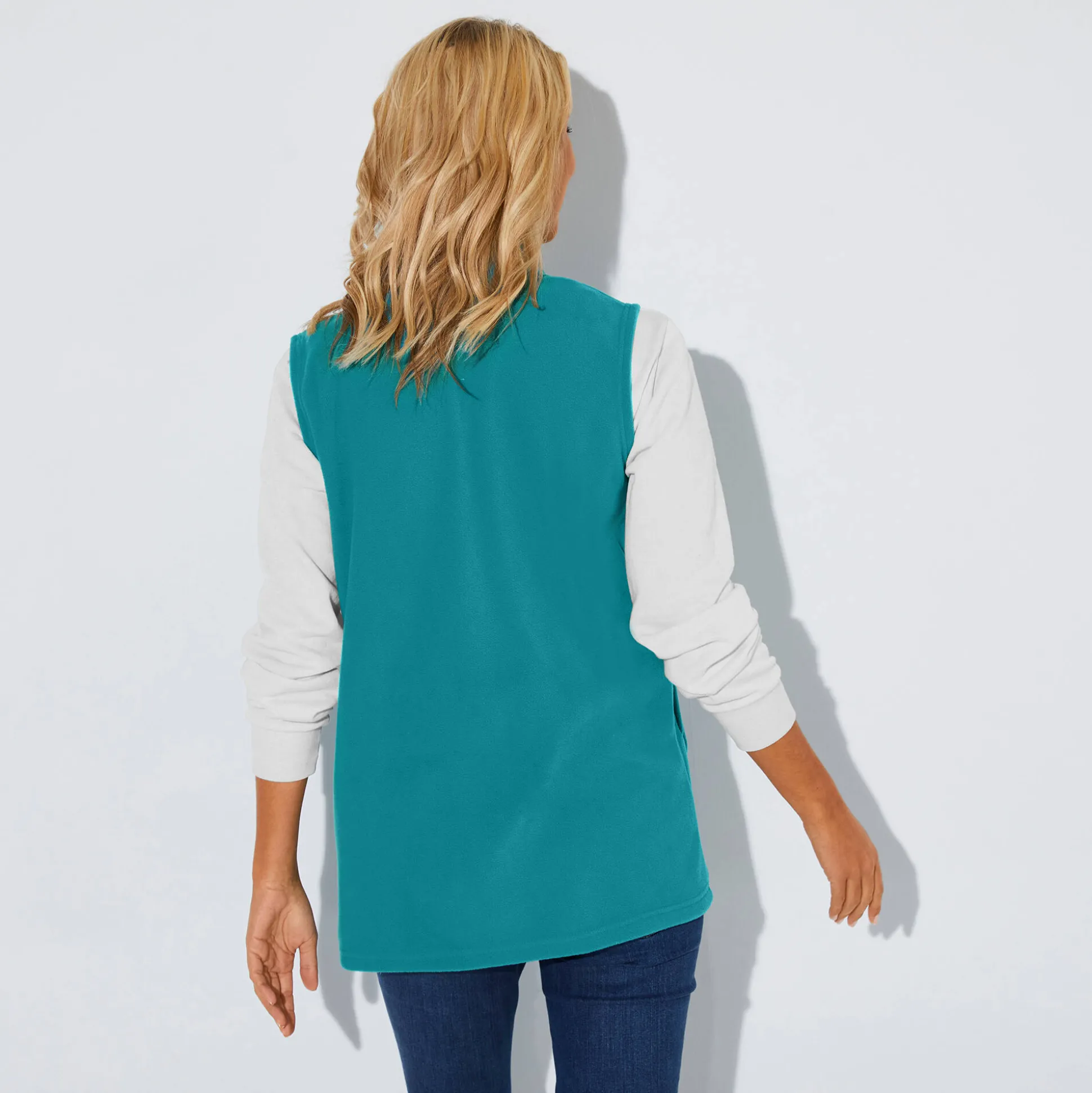 Fleece jasje met rits, zonder mouwen