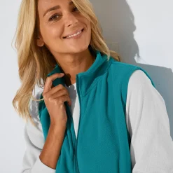 Fleece jasje met rits, zonder mouwen