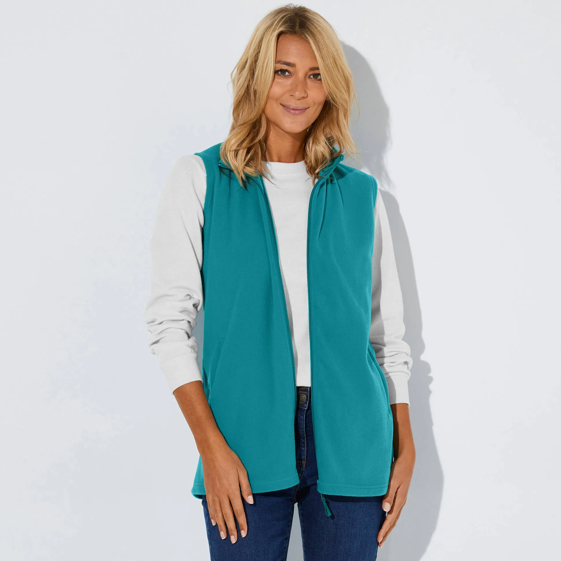 Fleece jasje met rits, zonder mouwen