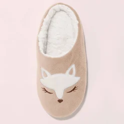 Fleece muiltjes met vossenborduursel