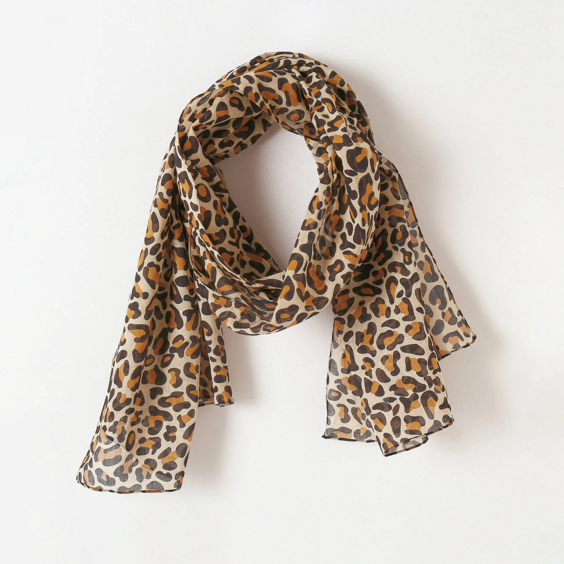 Foulard met luipaardmotief, katoenvoile