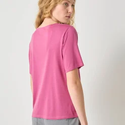 Geborduurd boxy T-shirt, korte wijde mouwen