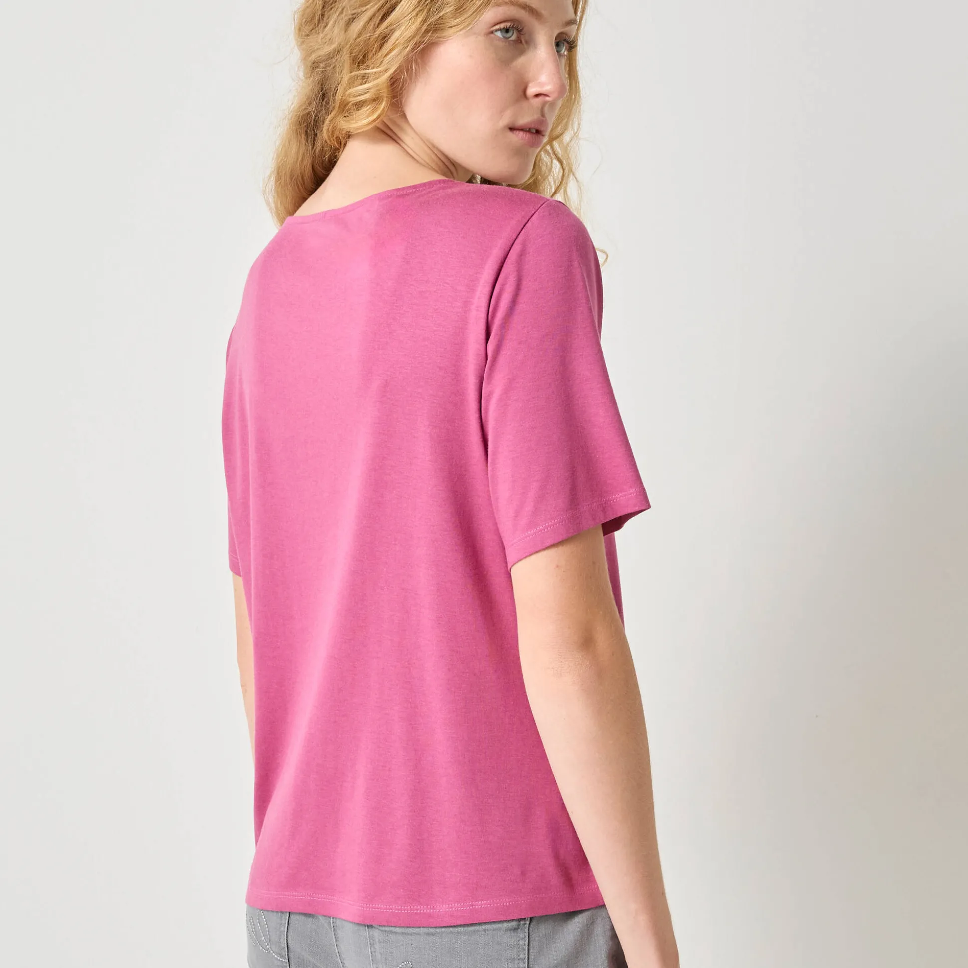 Geborduurd boxy T-shirt, korte wijde mouwen