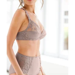 Geborduurde beha in microvezel zonder beugels Sienne - set van 2