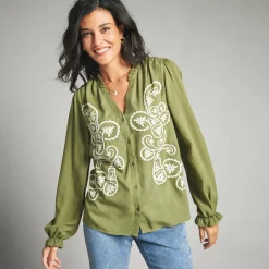 Geborduurde bloes, viscose