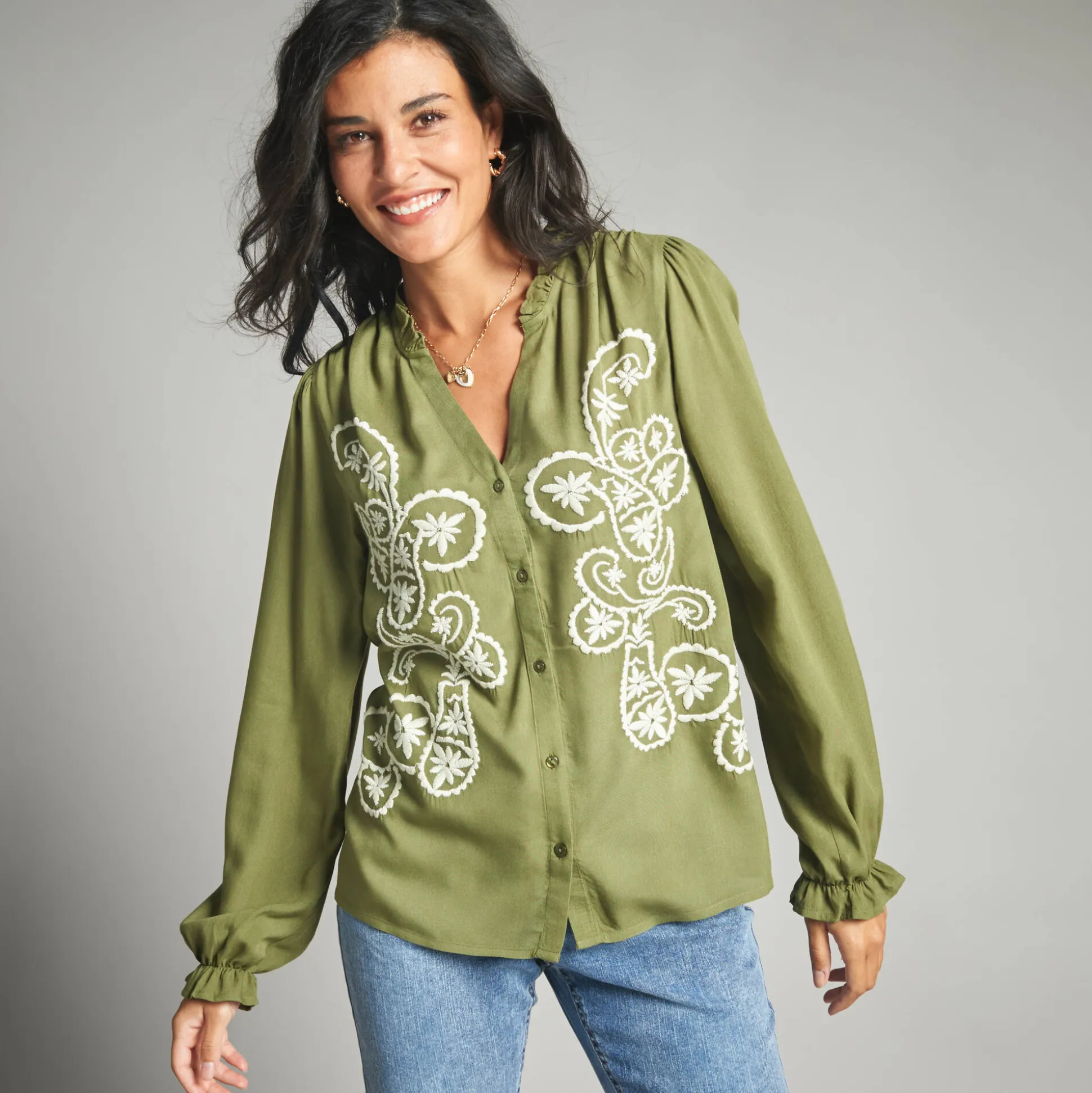 Geborduurde bloes, viscose