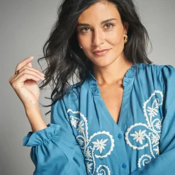 Geborduurde bloes, viscose