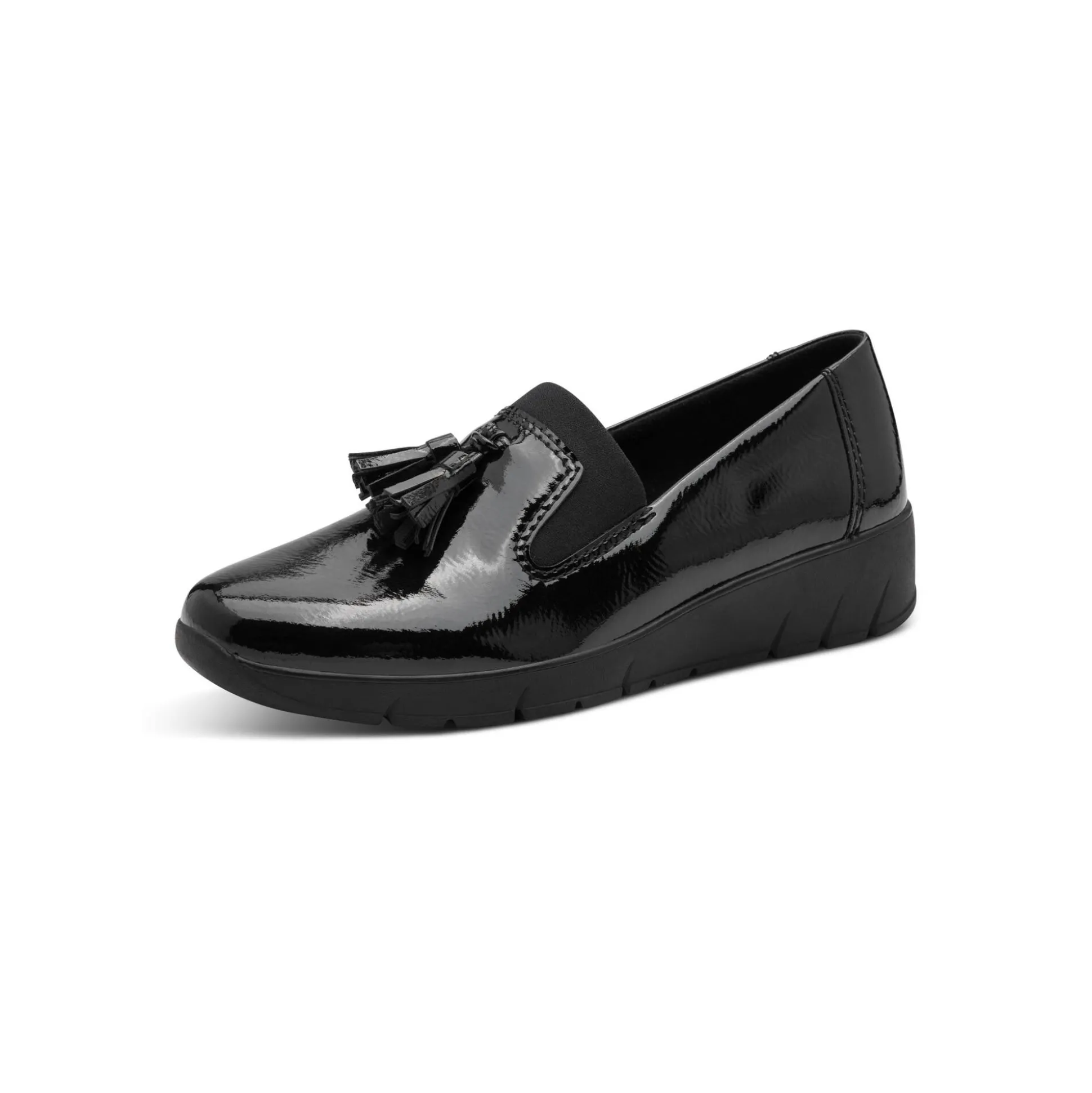 Gelakte mocassins met sleehak