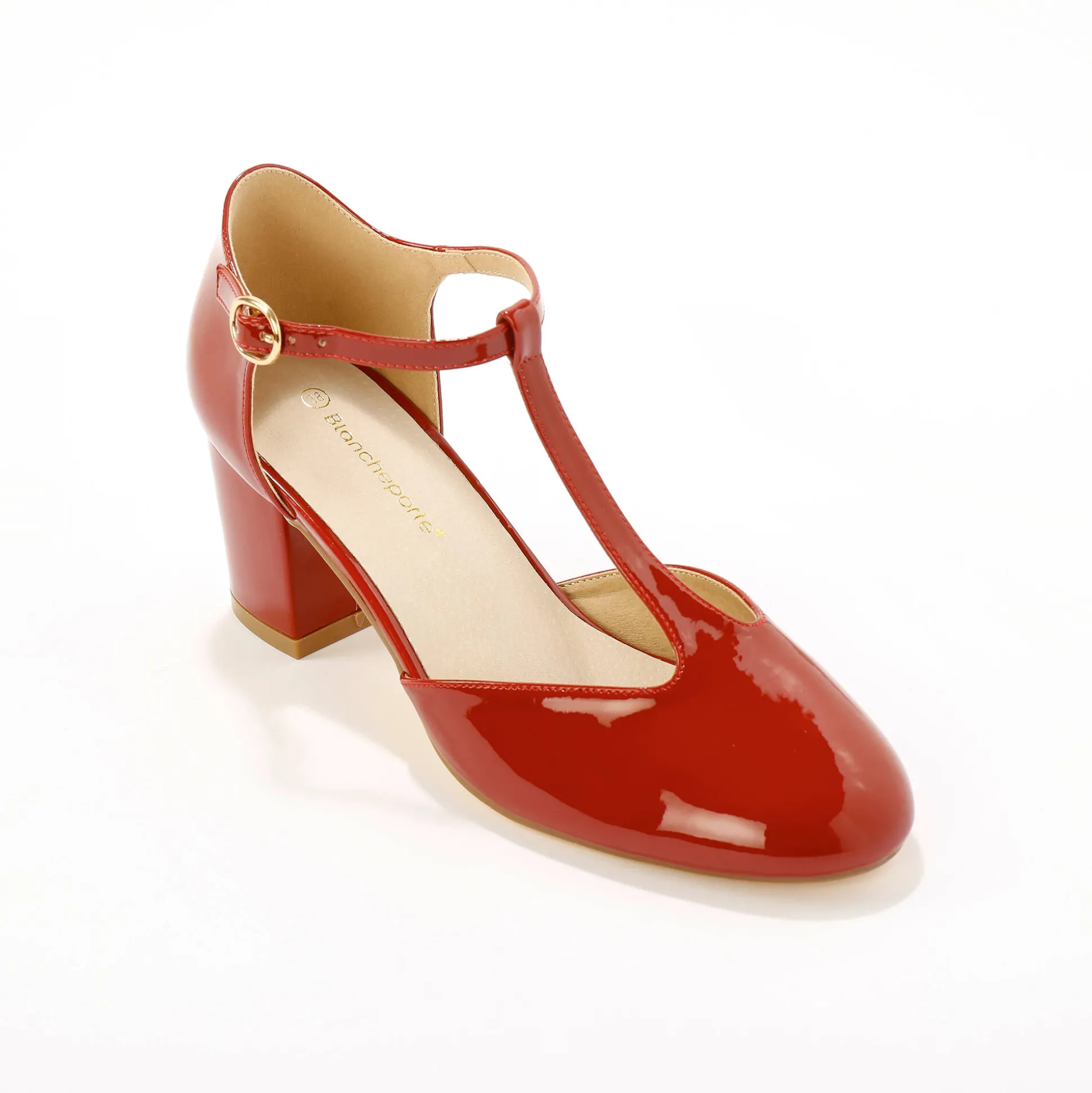 Gelakte saloméschoenen met hak