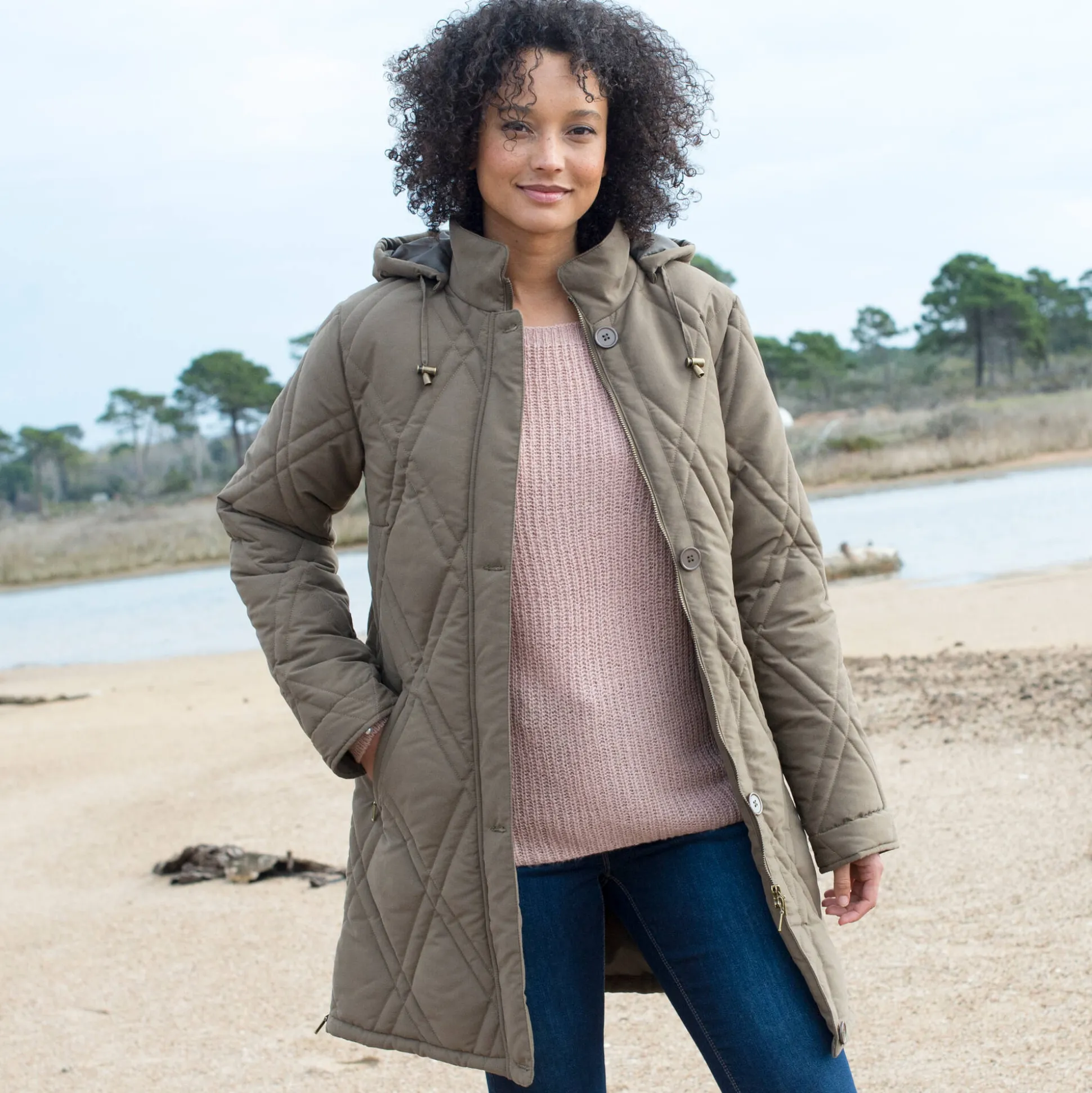 Gematelasseerde parka in microvezel