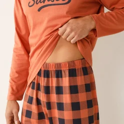 Geruite pyjama in katoen met lange mouwen