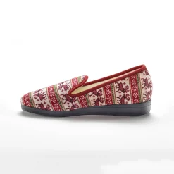 Gesloten pantoffels met winterse print en nepbontvoering