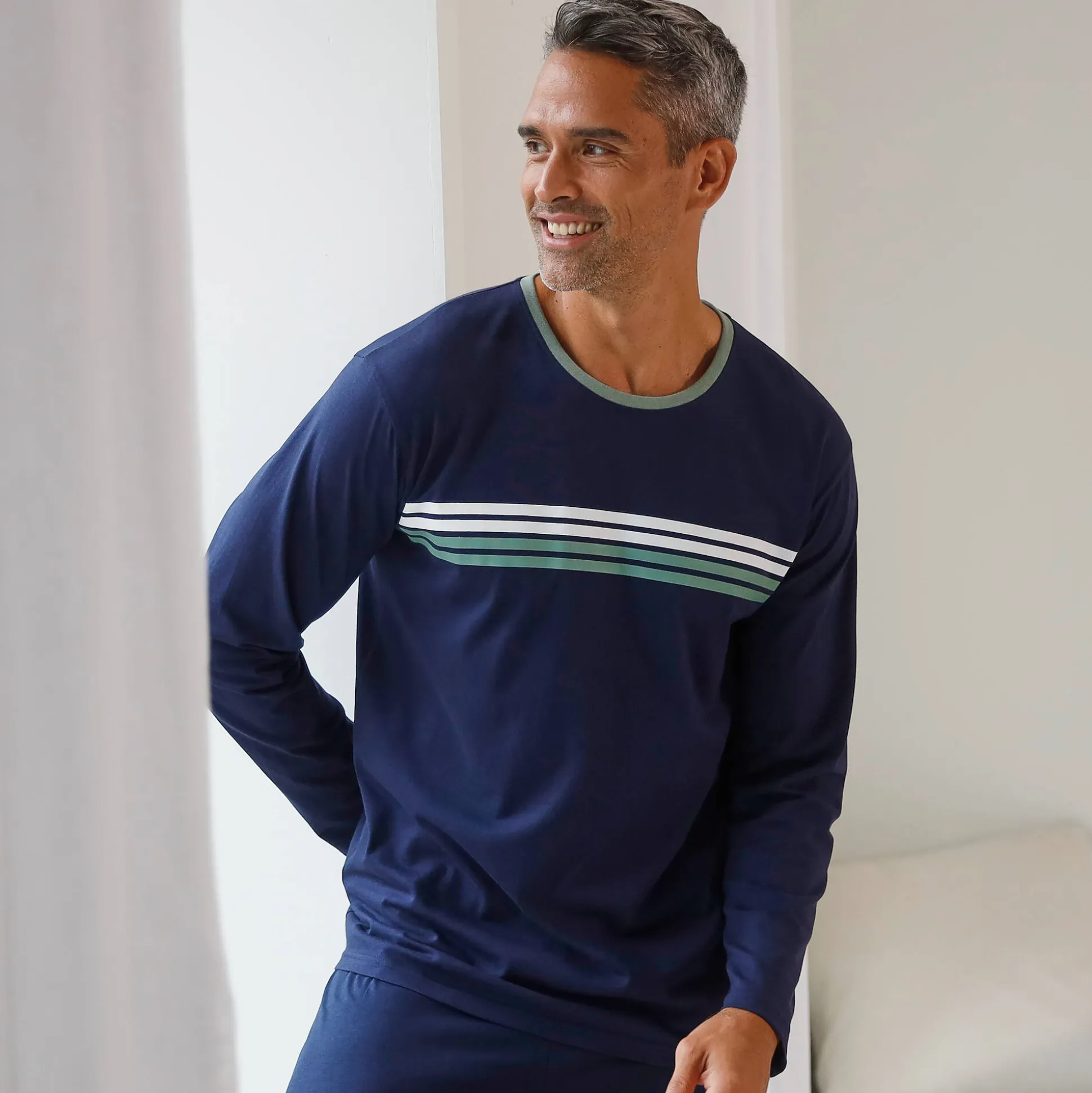 Gestreept pyjamashirt met lange mouwen
