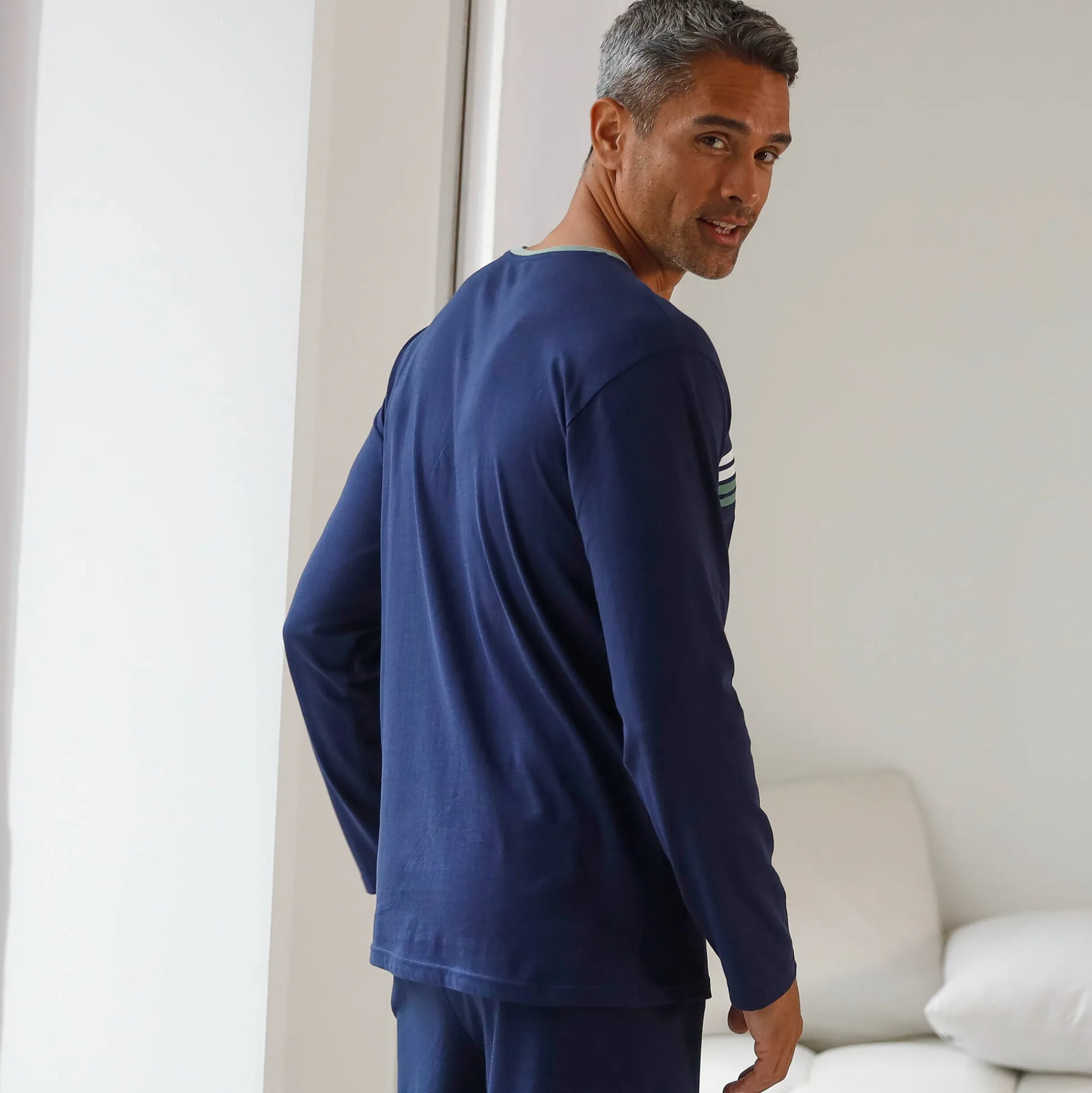 Gestreept pyjamashirt met lange mouwen