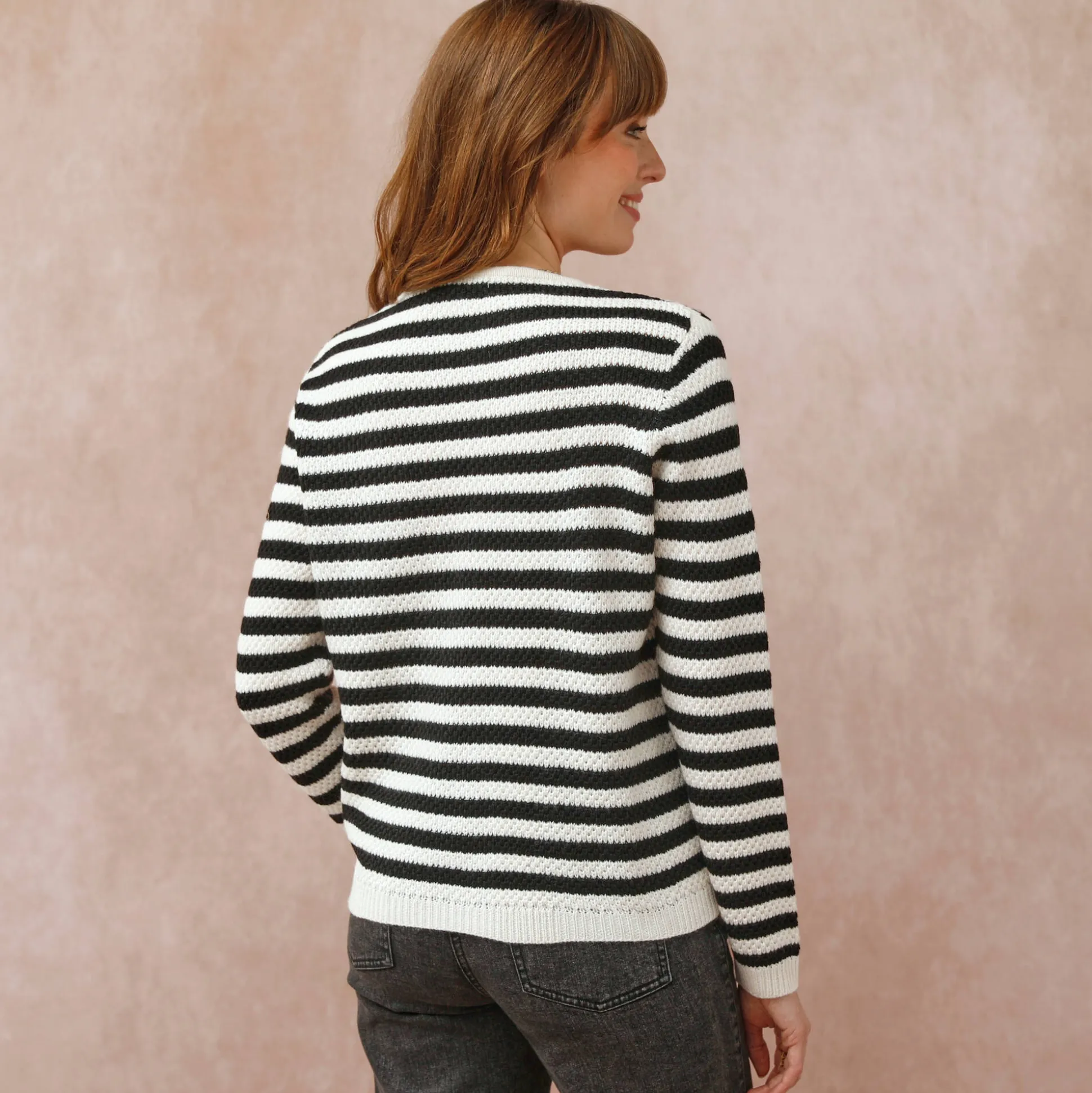 Gestreepte cardigan in fantasietricot