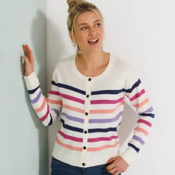 Gestreepte cardigan met knopen