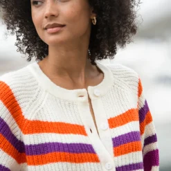 Gestreepte cardigan met knoopsluiting