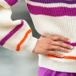 Gestreepte cardigan met knoopsluiting
