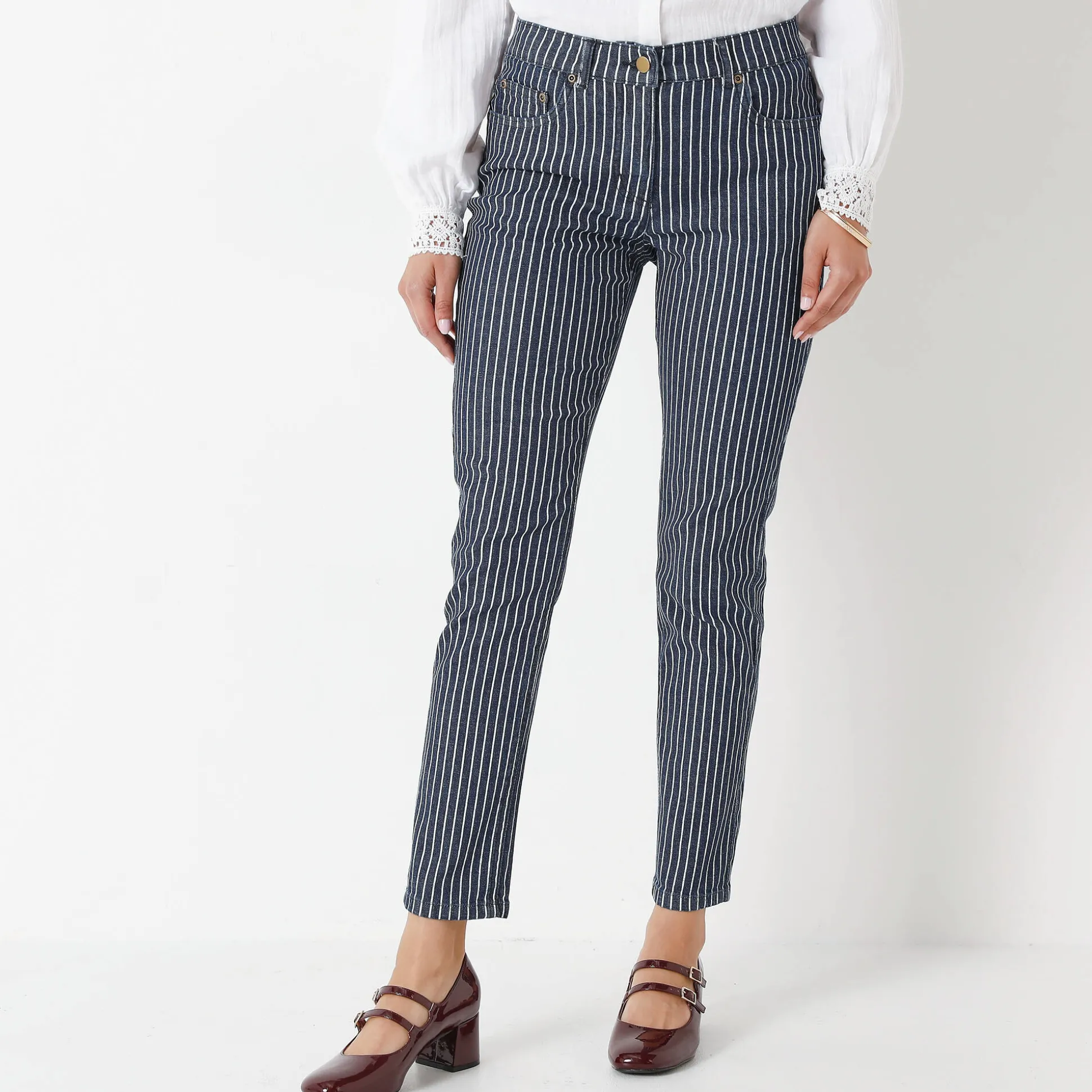 Gestreepte 7/8-jeans