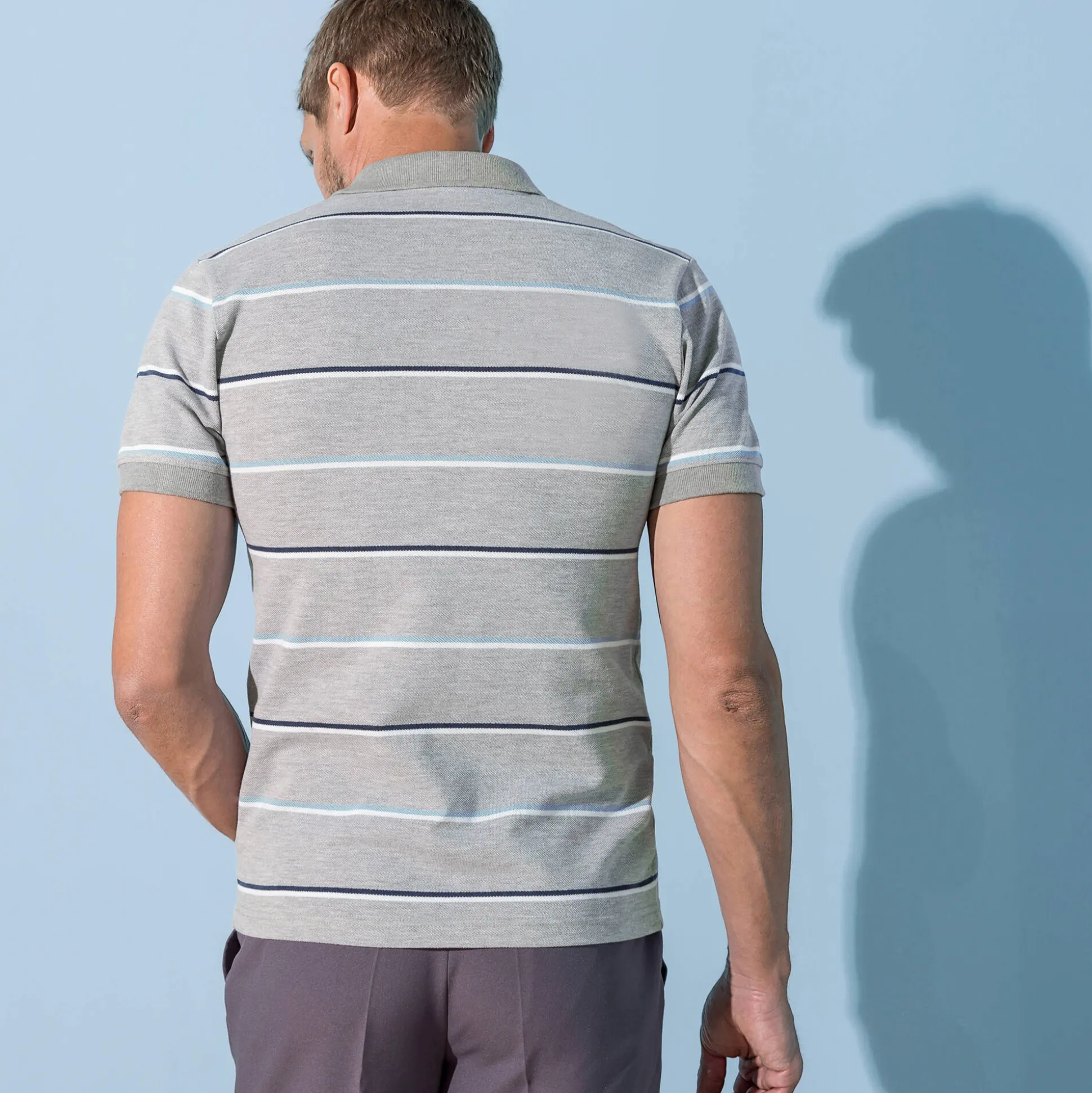 Gestreepte polo in chiné piquétricot