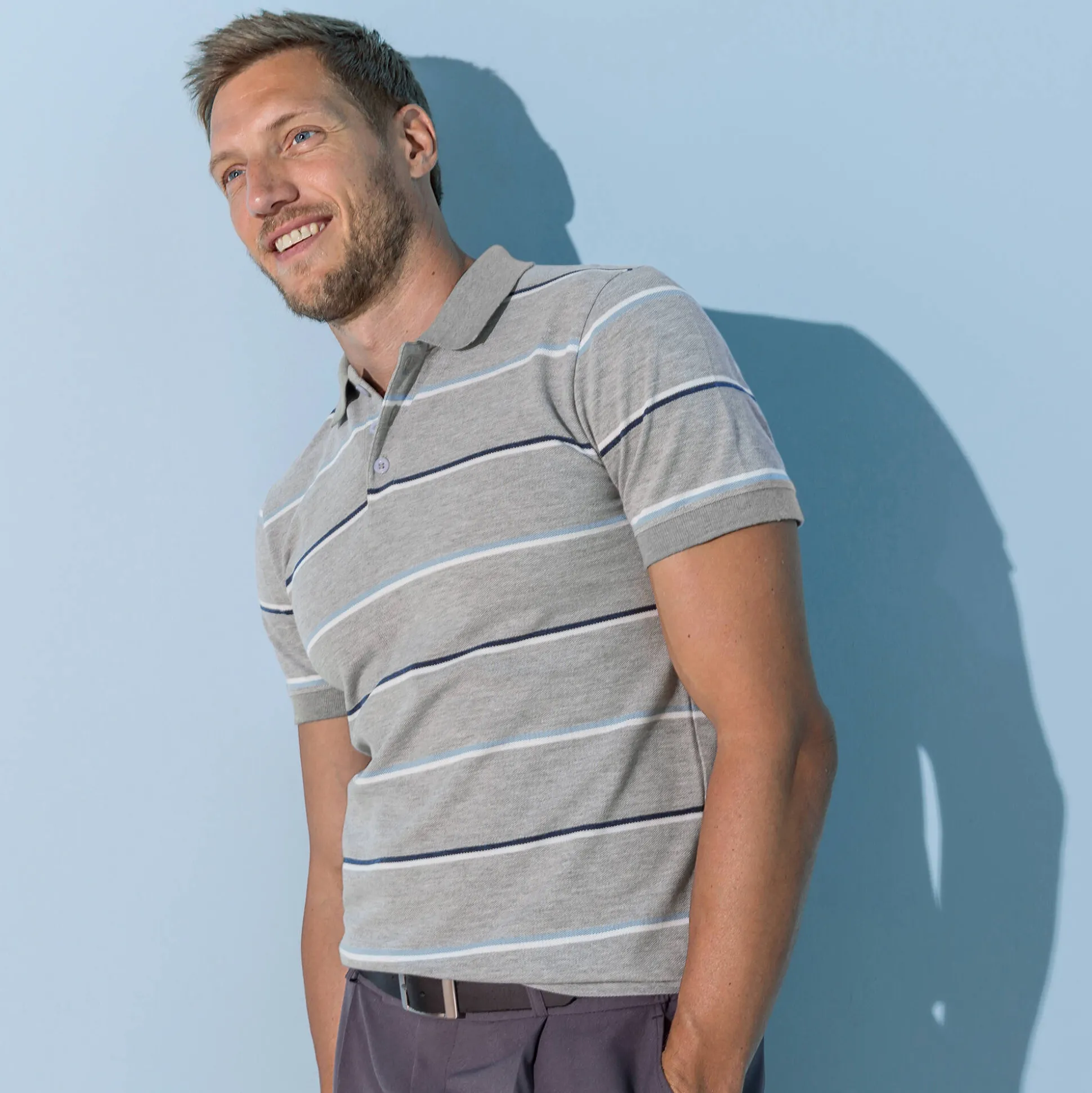 Gestreepte polo in chiné piquétricot