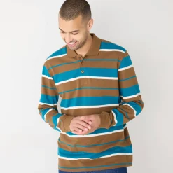Gestreepte polo in piquétricot, lange mouwen