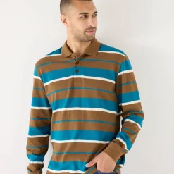 Gestreepte polo in piquétricot, lange mouwen