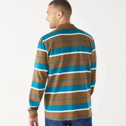 Gestreepte polo in piquétricot, lange mouwen