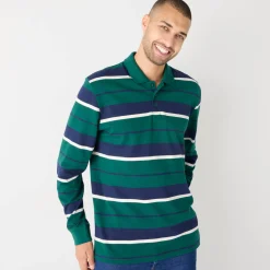 Gestreepte polo in piquétricot, lange mouwen