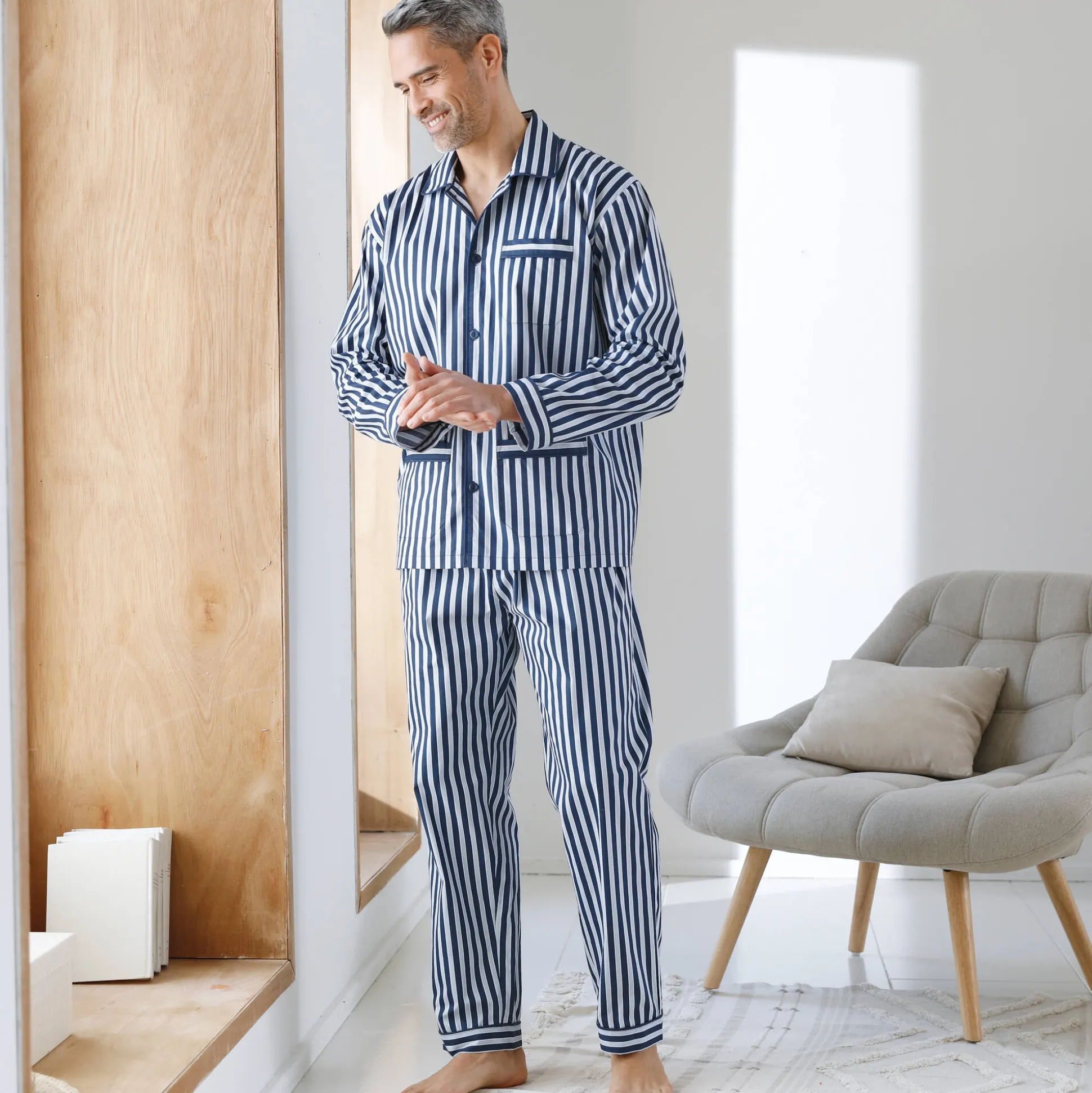 Gestreepte pyjama - katoenpopeline