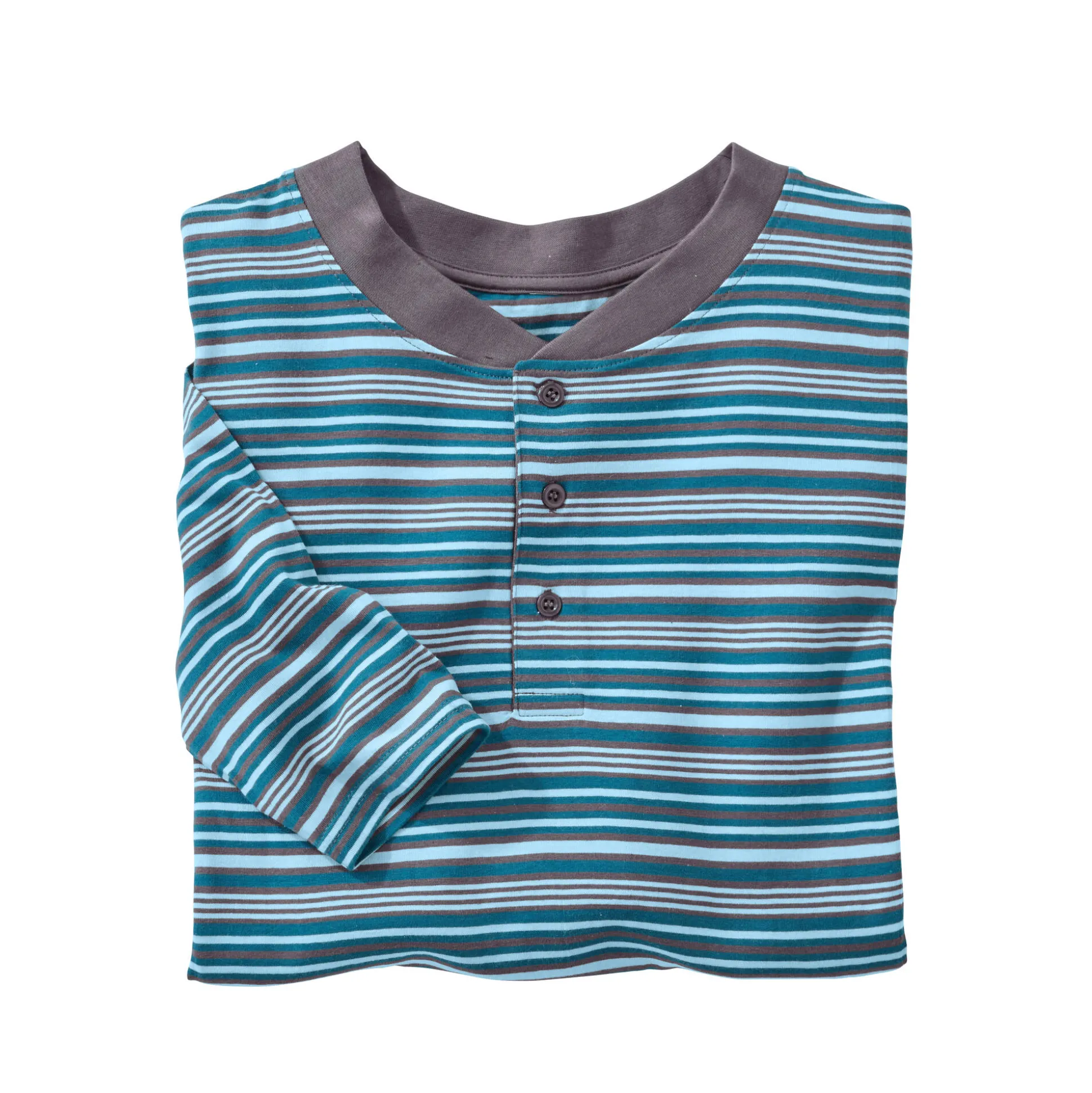 Gestreepte pyjama met Tunesische hals