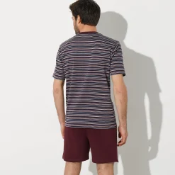 Gestreepte shortama met Tunesische hals