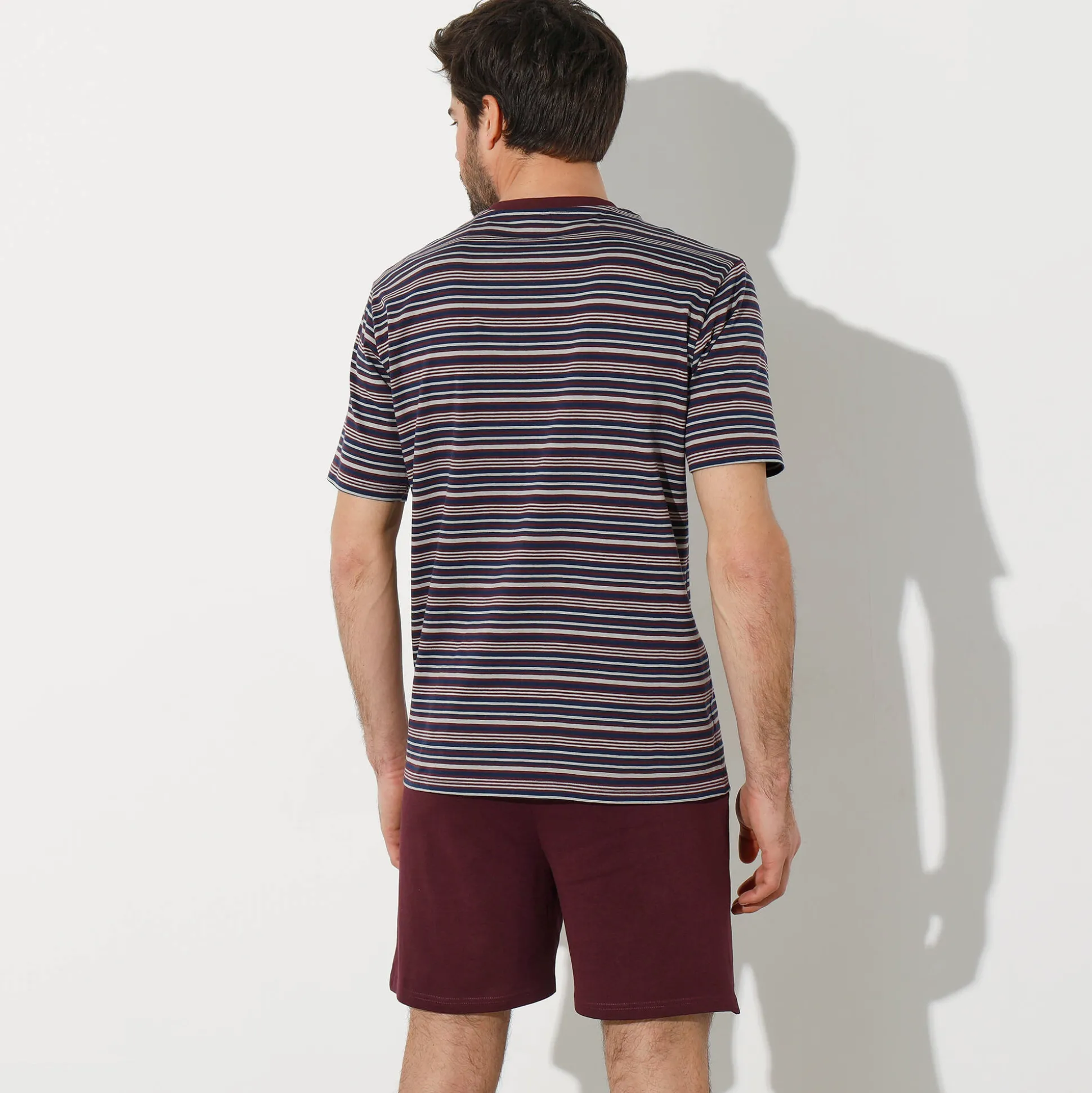 Gestreepte shortama met Tunesische hals