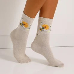 Gestreepte sokken met bijenmotieven - set van 3 paar