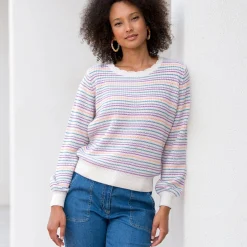 Gestreepte trui met aflopend effect, patenttricot