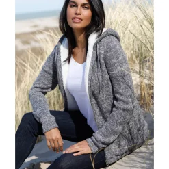 Gevoerd vest in spikkeltricot met rits
