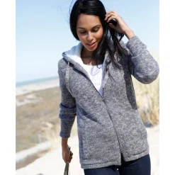 Gevoerd vest in spikkeltricot met rits