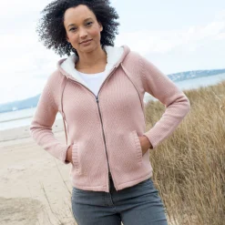 Gevoerd vest in spikkeltricot met rits