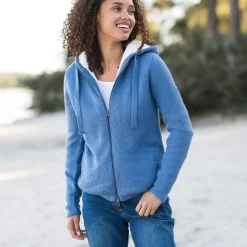 Gevoerd vest in spikkeltricot met rits