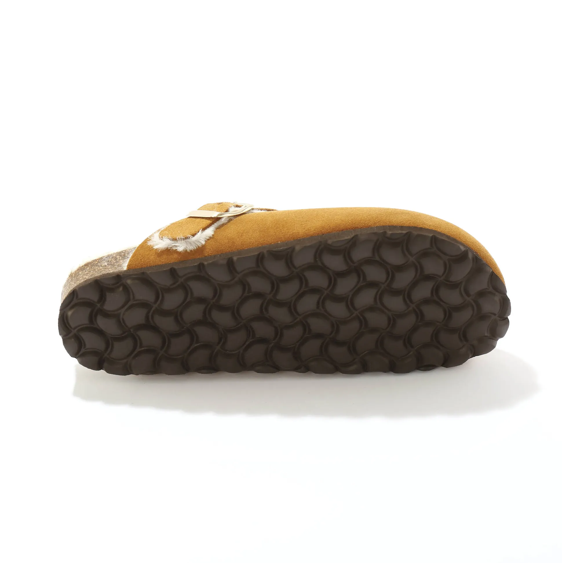 Gevoerde pantoffels in klompmodel, suèdeleer