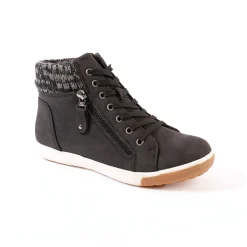 Gevoerde sneakers met hoge schacht, enkelrand in tricot