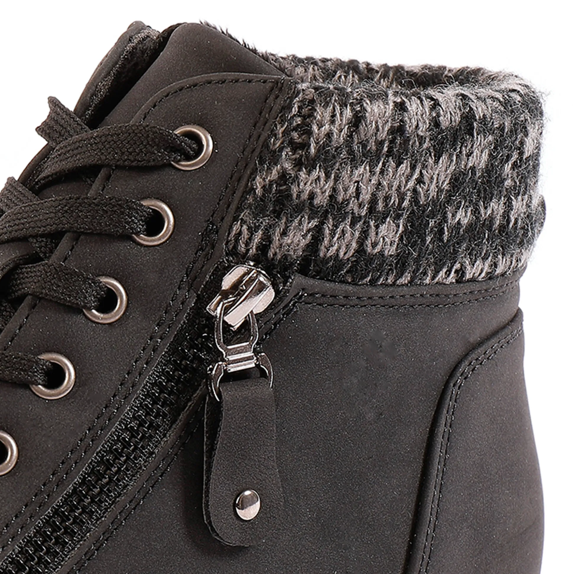 Gevoerde sneakers met hoge schacht, enkelrand in tricot