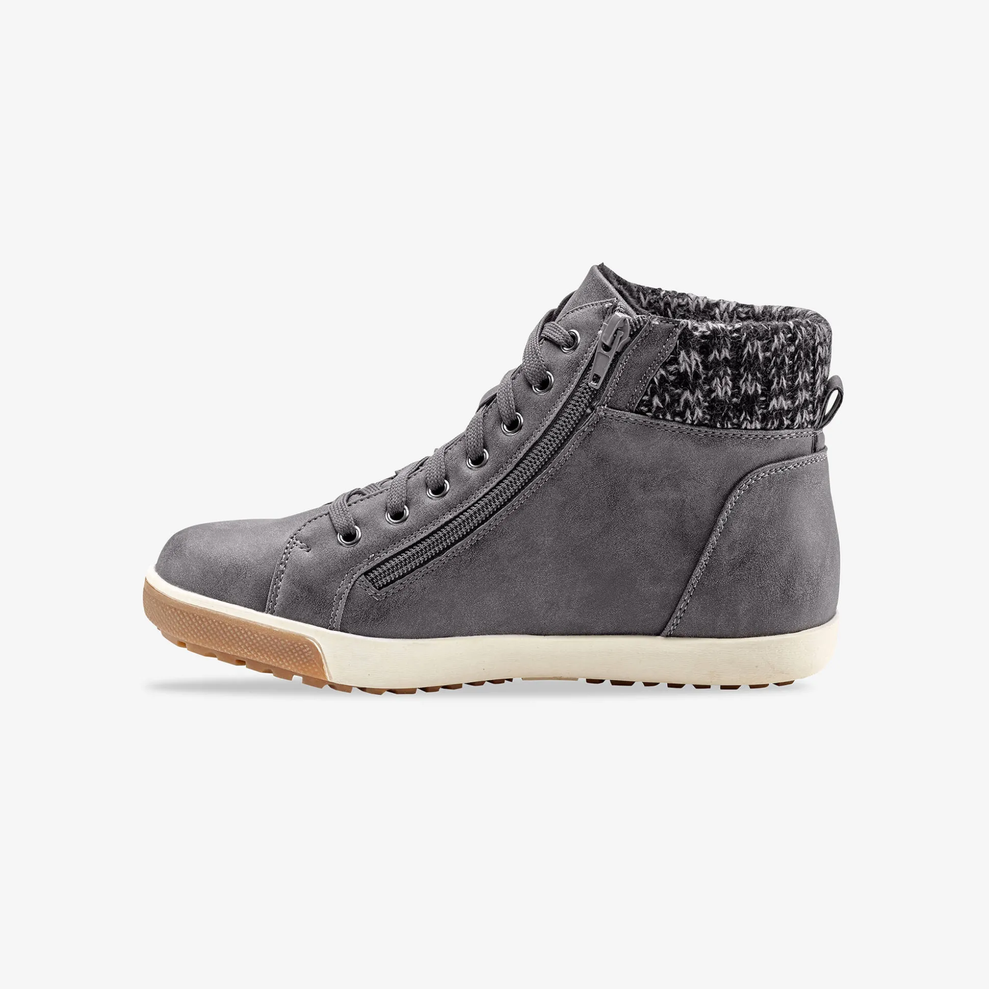Gevoerde sneakers met hoge schacht, enkelrand in tricot
