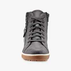 Gevoerde sneakers met hoge schacht, enkelrand in tricot