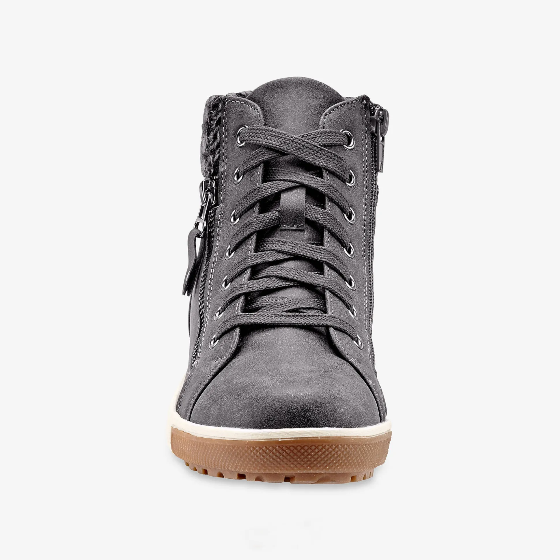 Gevoerde sneakers met hoge schacht, enkelrand in tricot